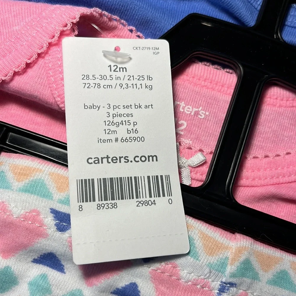 Carters 3 piece Onesies Outfit NEW 12 months